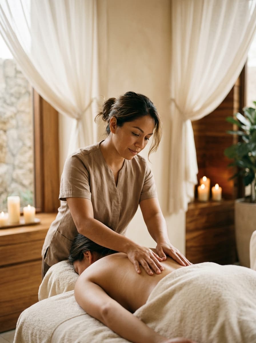 Wellness studio with massage table